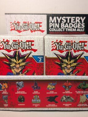 Yugioh Mystery Pin Badges Series 2 Enamel Pin Box Display Case Of 12 Boxes